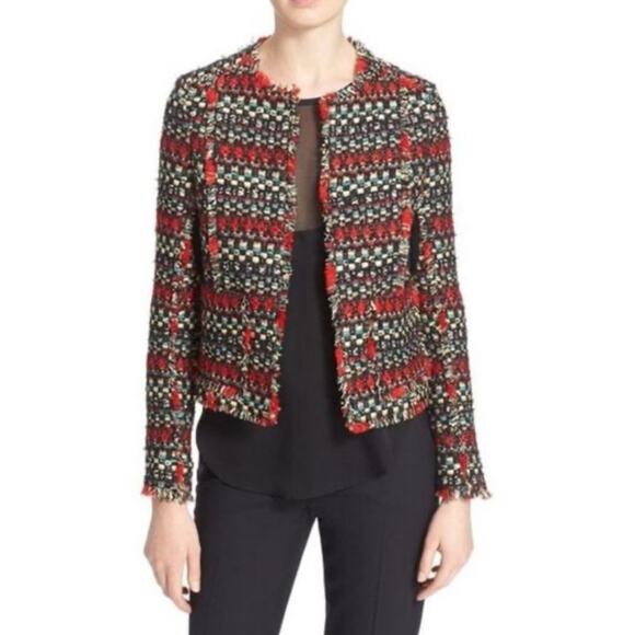 Truth and Pride Womens Red Stripe Tweed Blazer Jacket Small - Picture 1 of 9